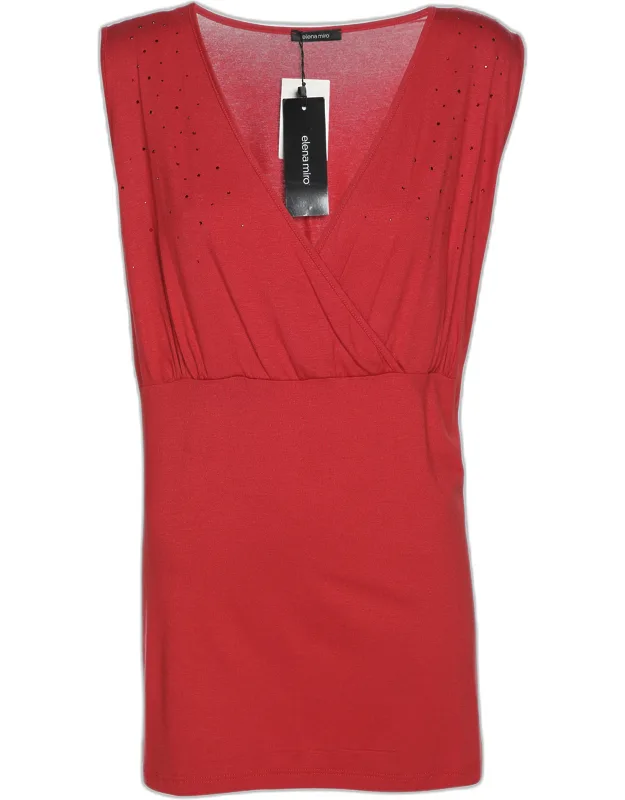 Jersey Crystal Embellished V Neck Top