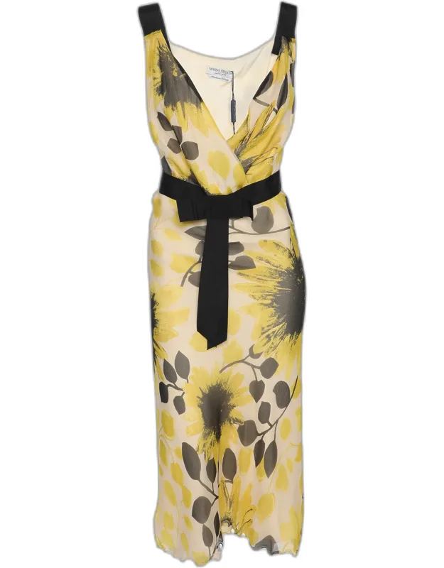Chiffon Sunflower Print Sleeveless Dress