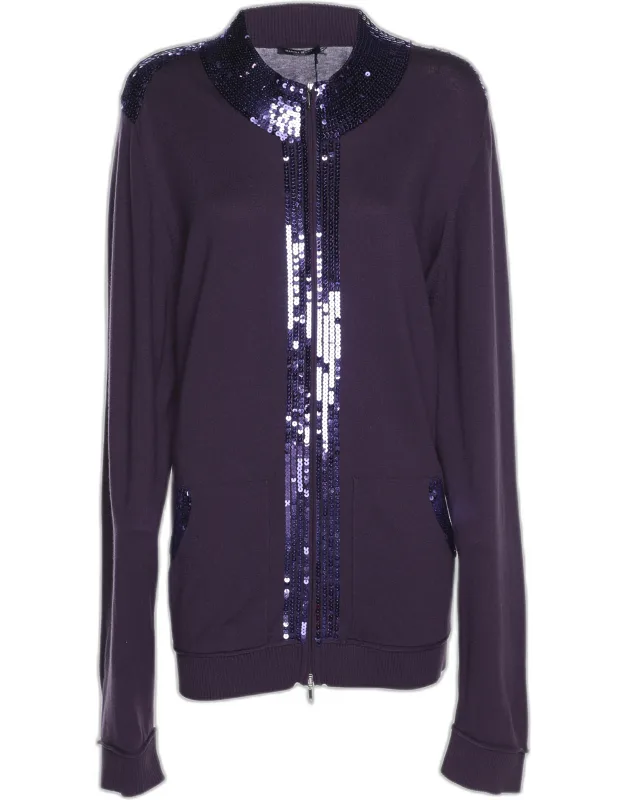 Stretch Knit Sequined Cardigan