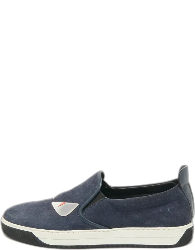 Suede Monster Eyes Slip On Sneakers