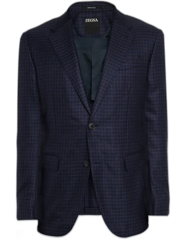 Cashmere And Silk Tonal Check Sport Coat