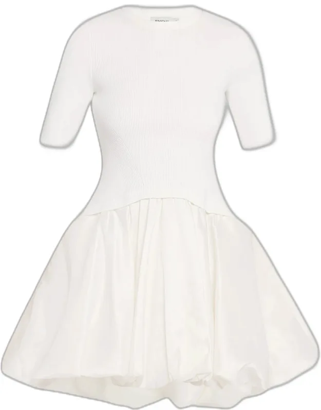 Mixed Media Bubble Mini Dress