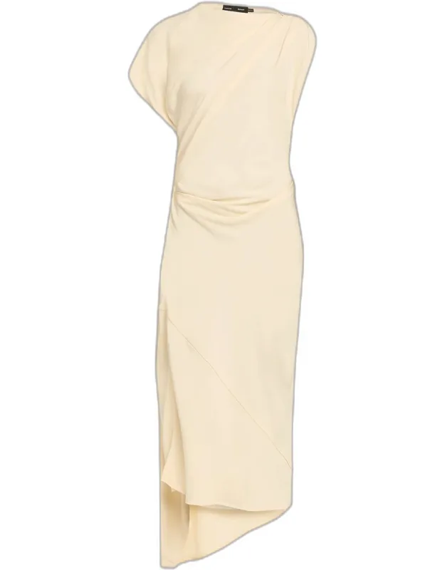 Hammered Viscose Draped Midi Dress