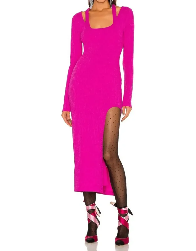 Ribbed Long Sleeve Midi Dress