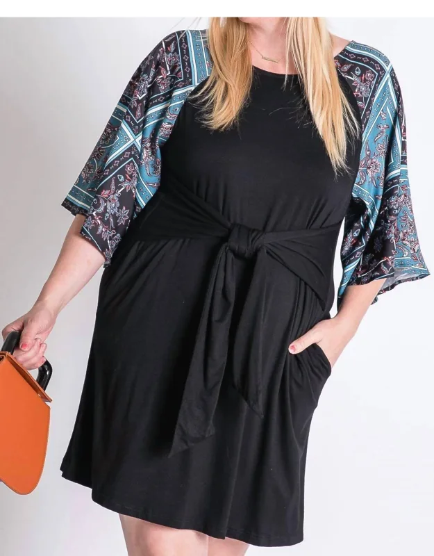 Boho Contrast Tie Front Dress