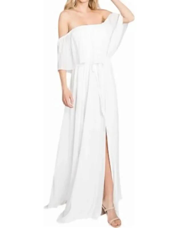 Off Shoulder Chiffon Maxi Dress