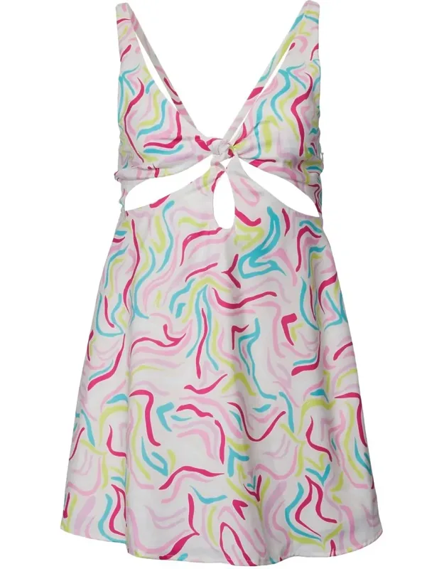 Palmer Retro-print Cutout Satin Mini Dress
