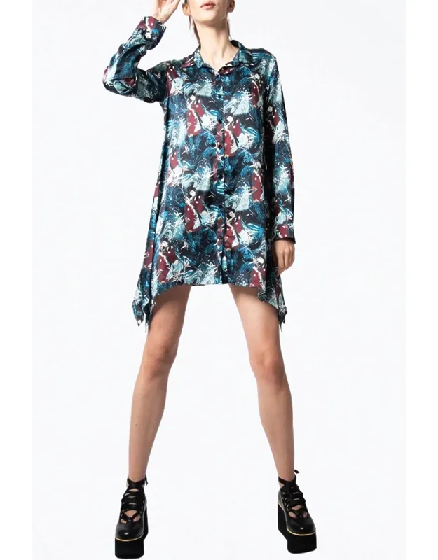 Silk Charmeuse Mini Shirt Dress