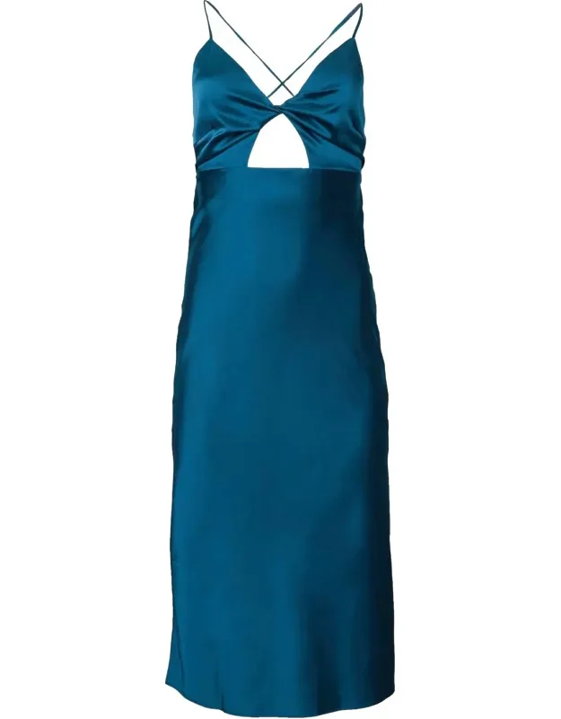 Open-back Cutout Satin Midi Dress