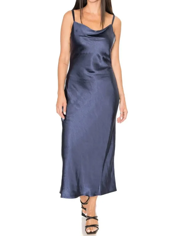 Satin Cowl Neck Slip Maxi Dress