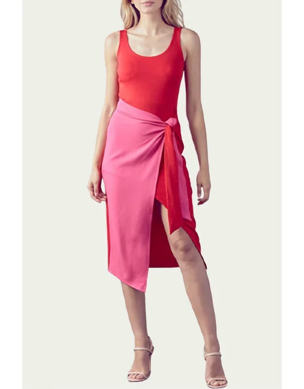 Wrap-effect Midi Dress