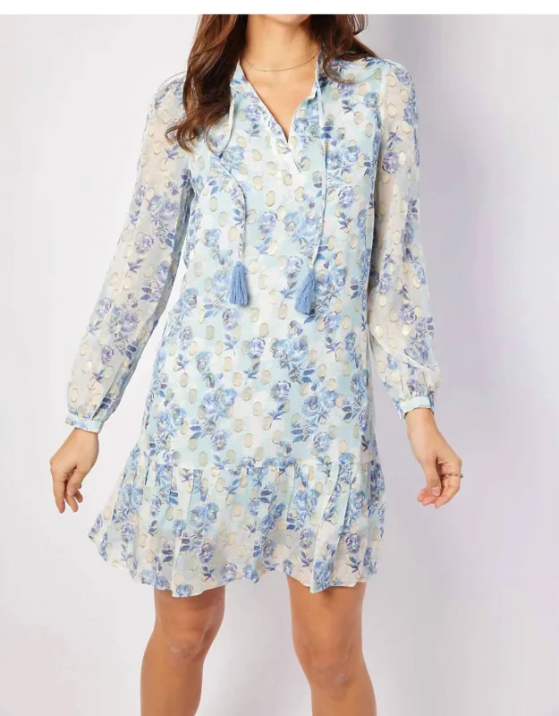 Ruffle Hem Dress With Tassels In Print