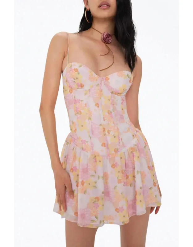 Floral-print Corset Mini Dress