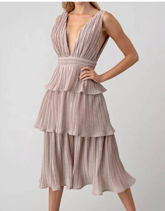 3 Layer Lurex Knit Midi Dress