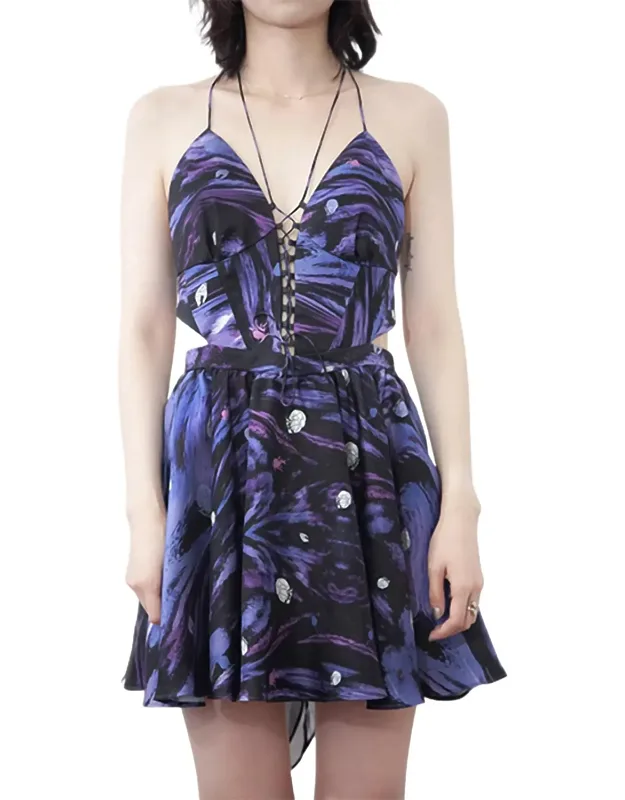 Zeta Lace-up Cutout Halterneck Mini Dress