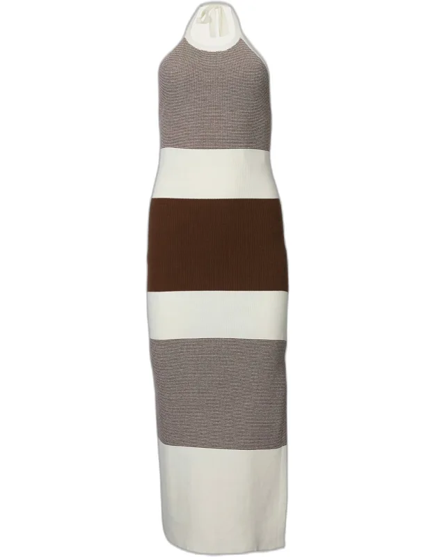 Halterneck Ribbed-knit Midi Dress