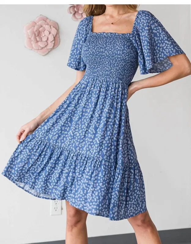 Smocked Ditsy Floral Dress