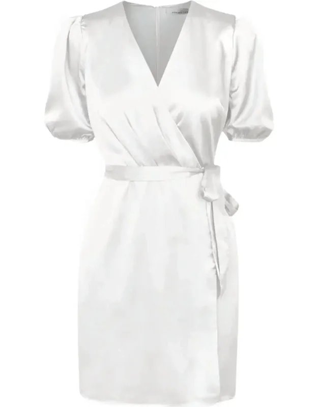 Wrap-effect Belted Sateen Mini Dress