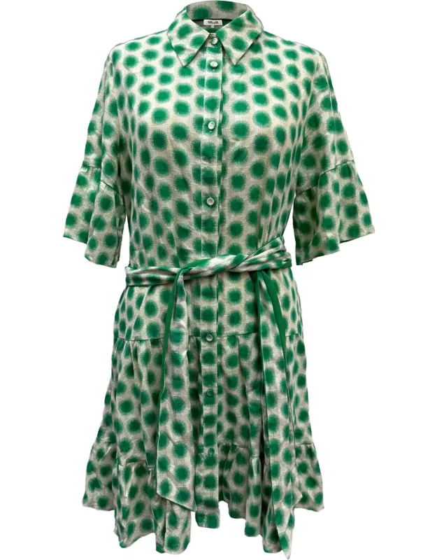 Gathered Printed Mini Shirt Dress