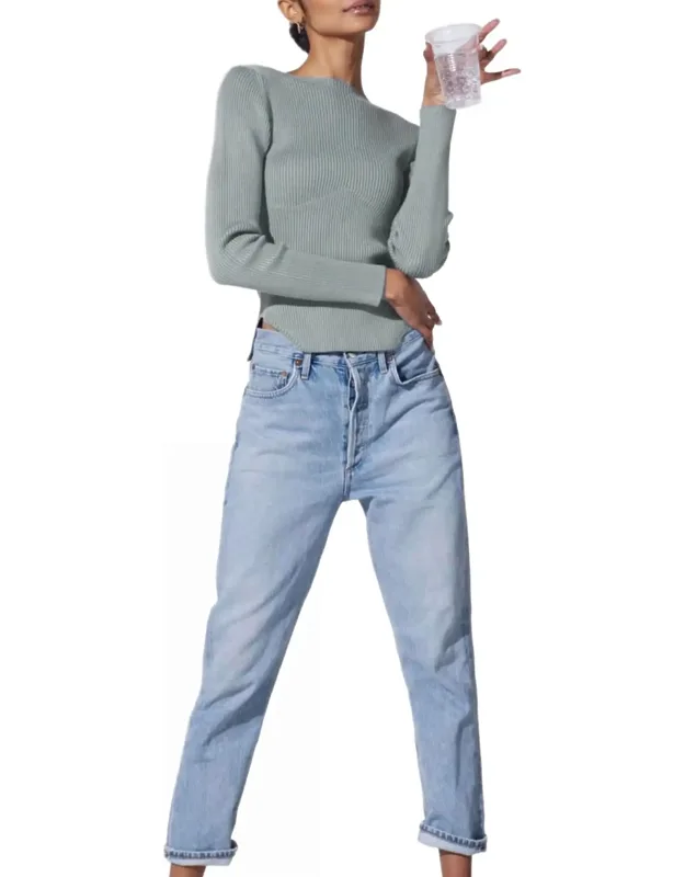 Ribbed Viscose-crepe Sweater Top