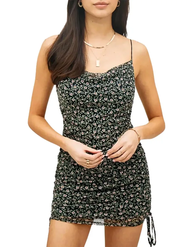 Ruched Floral Mini Dress