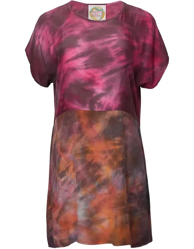 Tie-dyed Colorblocked Silk Mini Dress