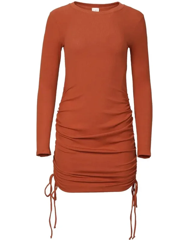 Ruched Ribbed Stretch-modal Mini Dress