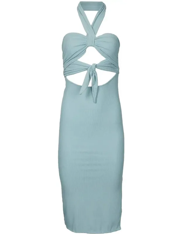 Tie Front Detail Rib Bodycon Dress