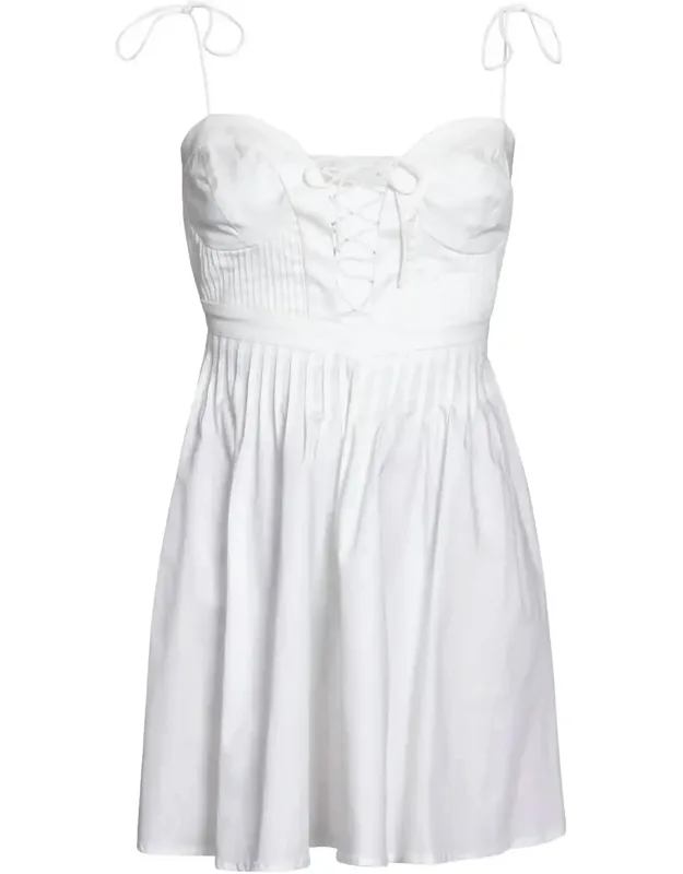 Lace-up Open-back Poplin Mini Dress
