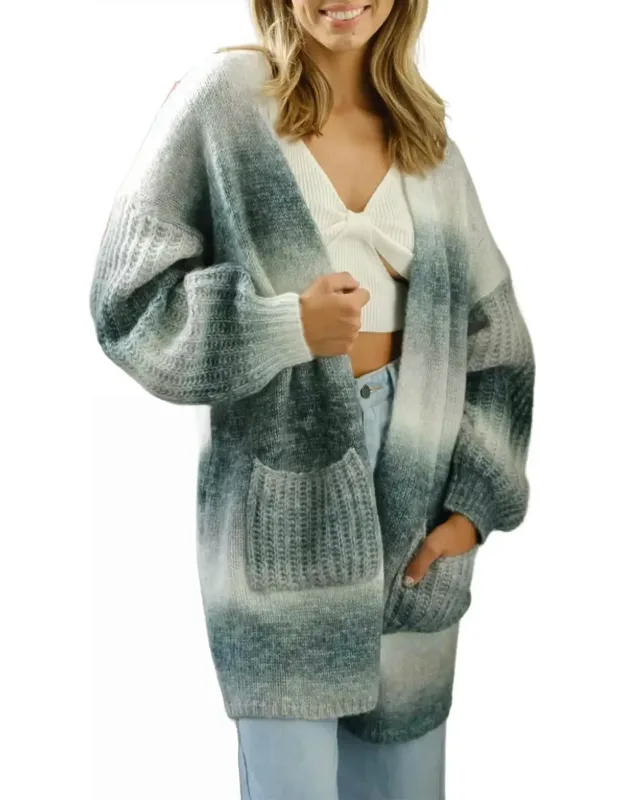 Ombré Open-front Cardigan