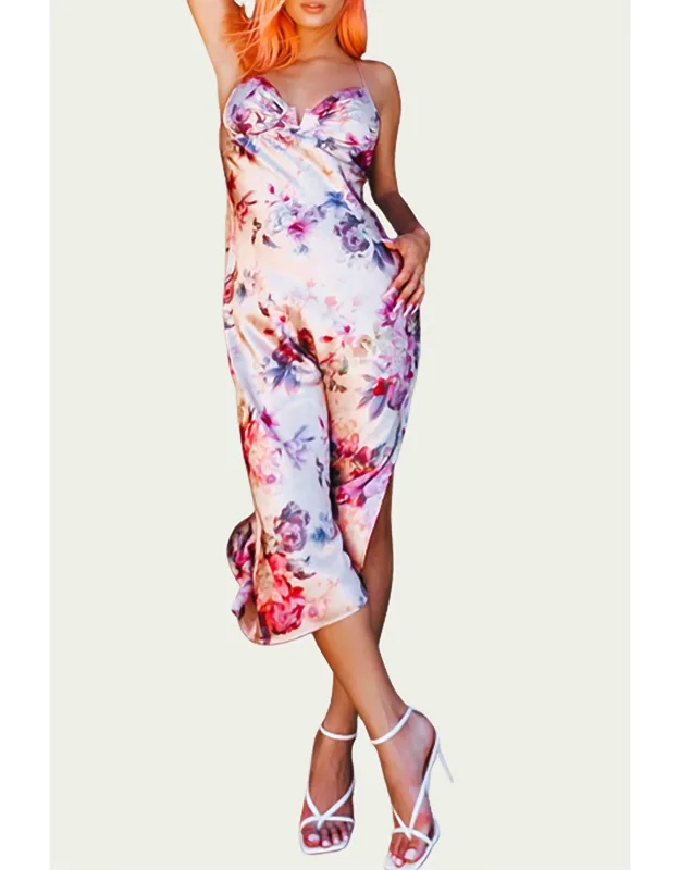Floral Satin Bustier Slip Dress