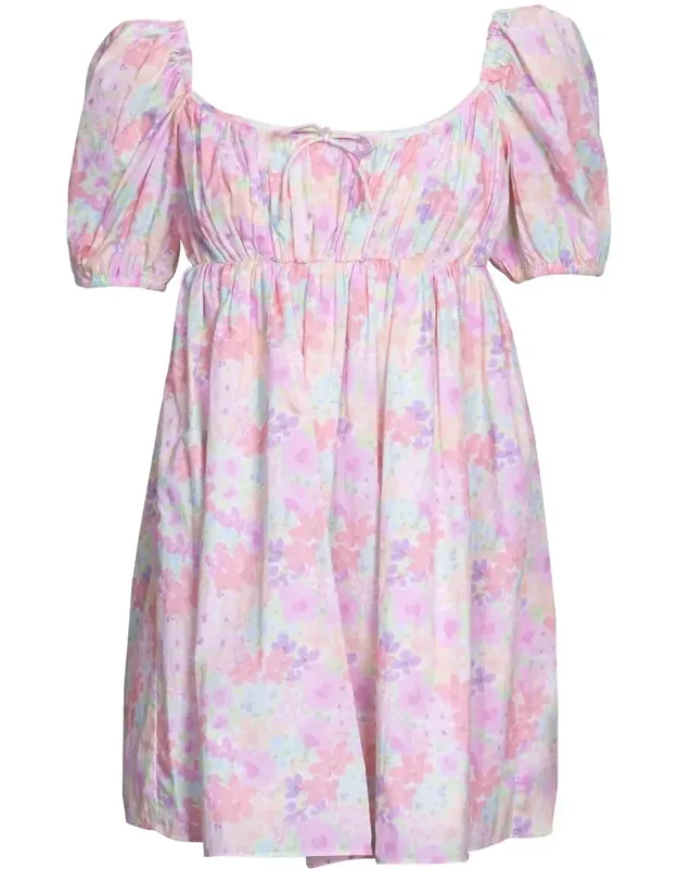 Floral-print Open-back Cotton-poplin Mini Dress