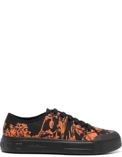Pattern-print Low-top Lace-up Sneakers