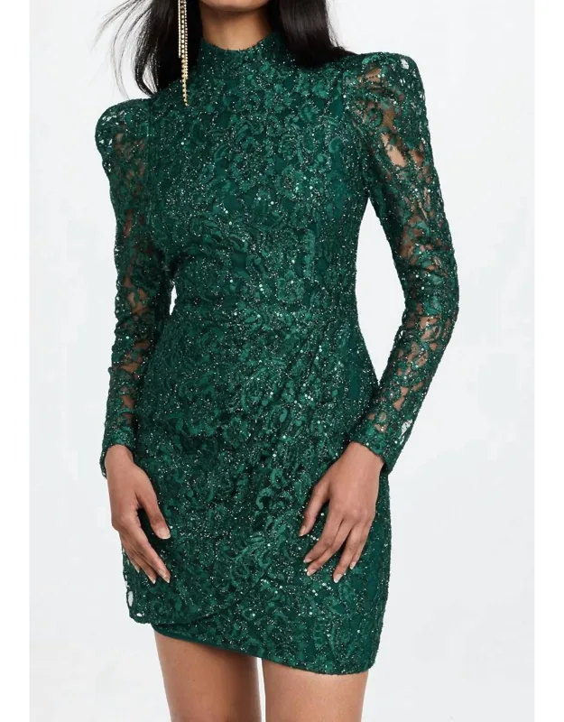 Santorini Lace Sequin Long Sleeve Mini Dress