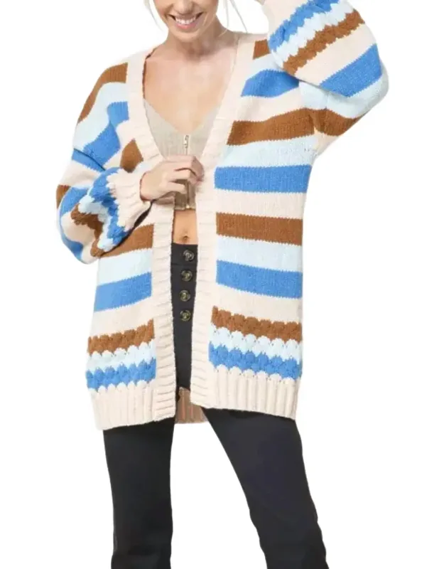 Multicolor Striped Open-front Cardigan