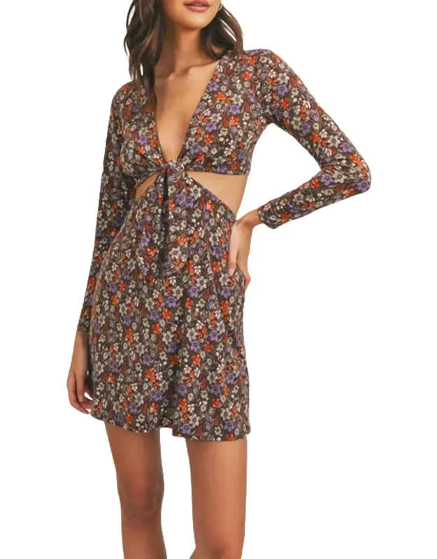 Floral-print Cutout Stretch-jersey Mini Dress