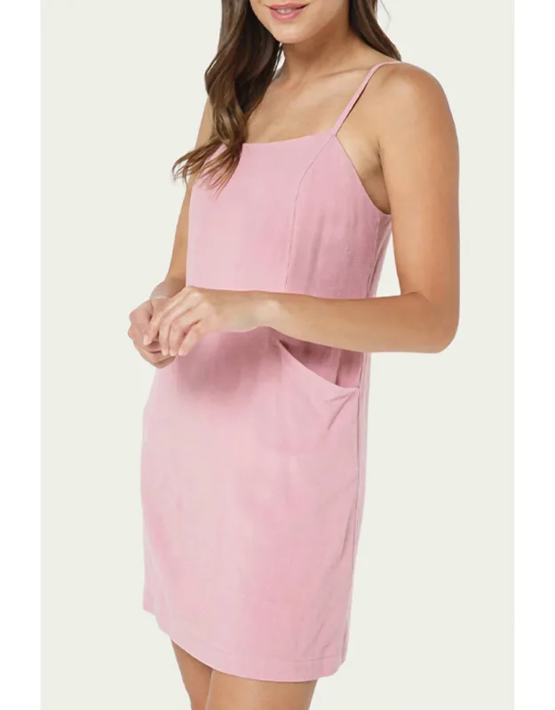 Front-pocket Linen-blend Mini Dress