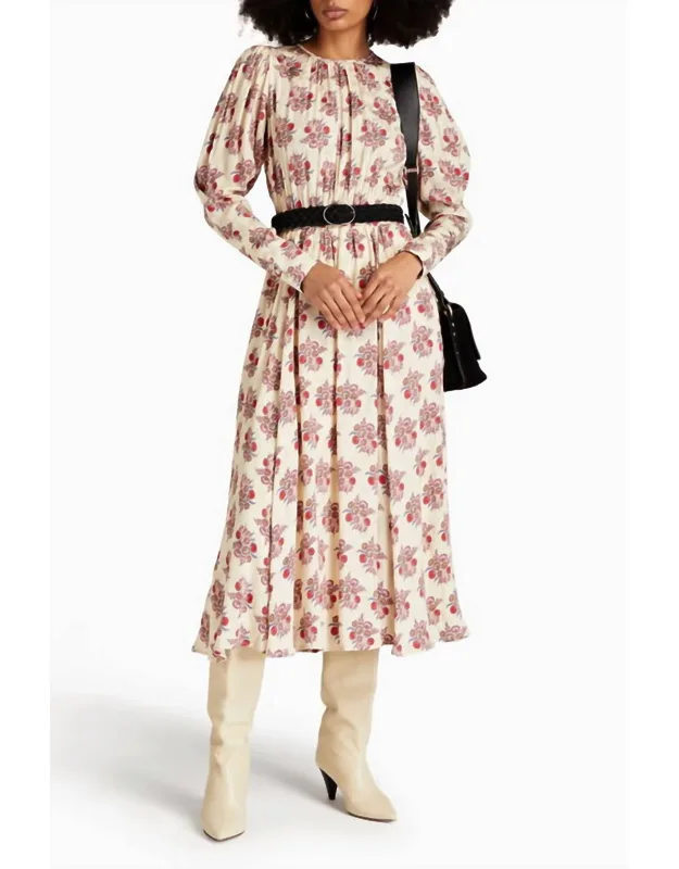 Gathered Jacquard Midi Dress