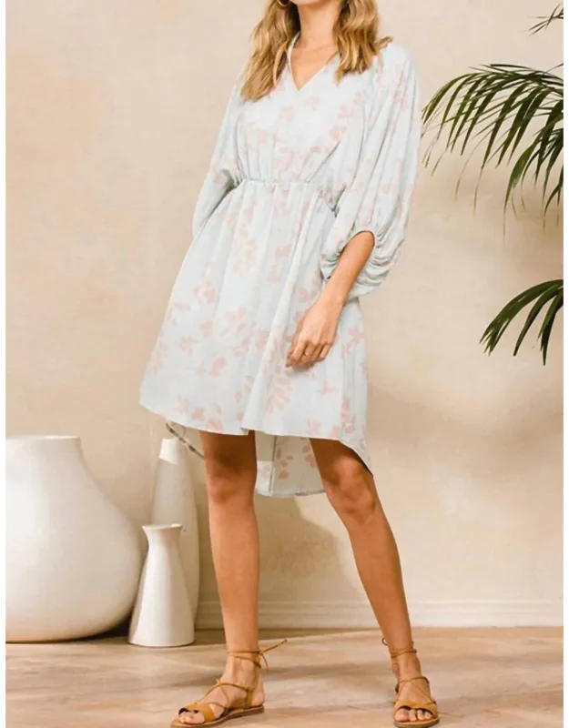 V-neck Floral Elastic Waist Dress