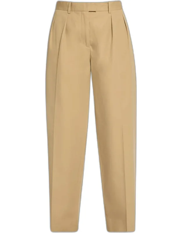 Pleated Straight-leg Cotton-cashmere Pants