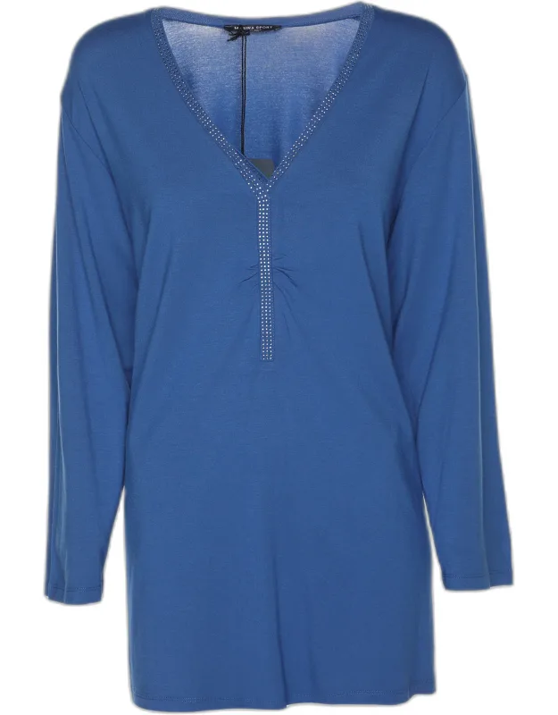 Jersey Crystal Embellished V Neck Sweater