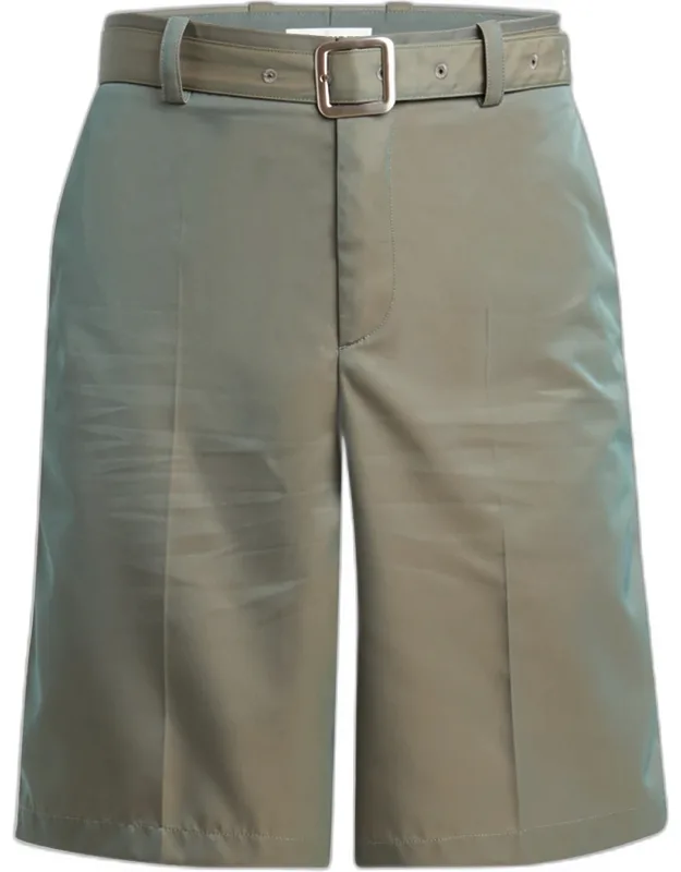 Glaze Effect Self-belt Shorts