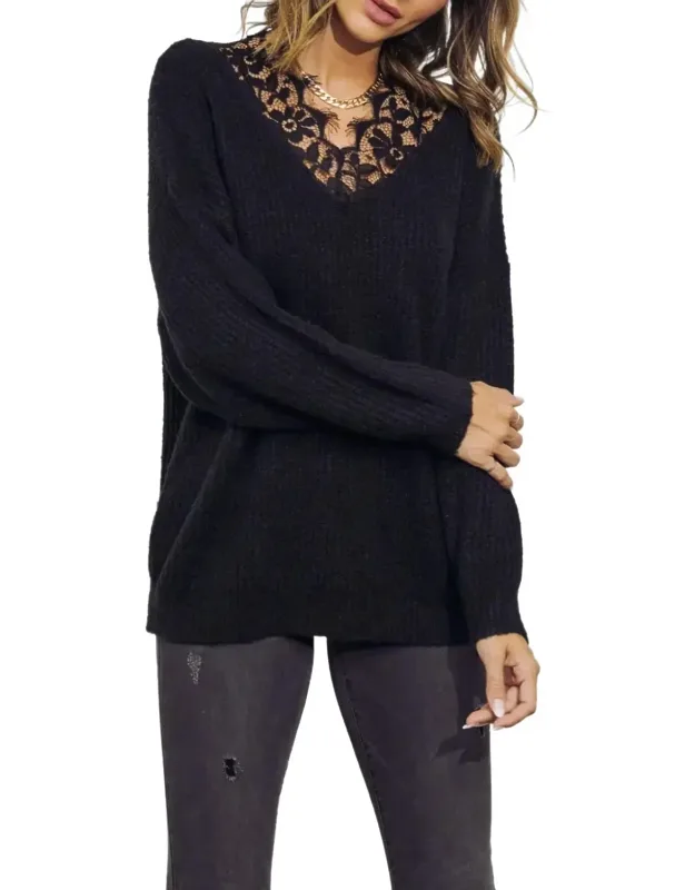Lace-trimmed Knit Sweater