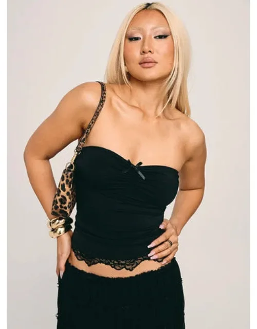 Lace Trim Strapless Top