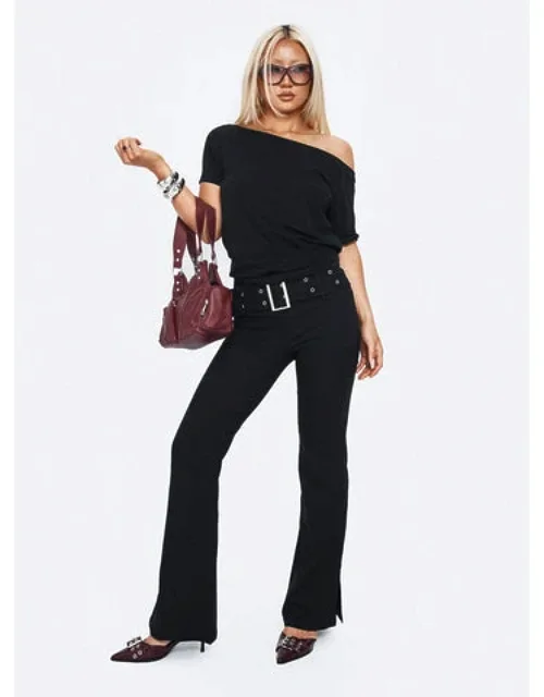 Eyelet Detail Flare Leg Pants