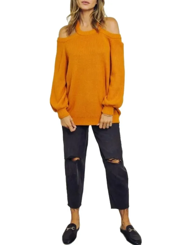 Cross-back Cold-shoulder Sweater