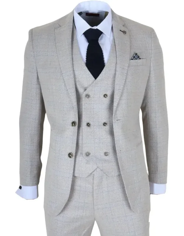 3 Piece Suit Plaid Checked Slim Fit Formal Dress