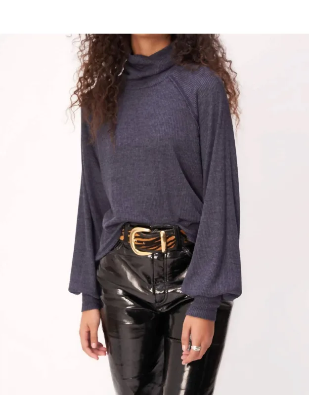 More Love Marled Rib Turtleneck Top