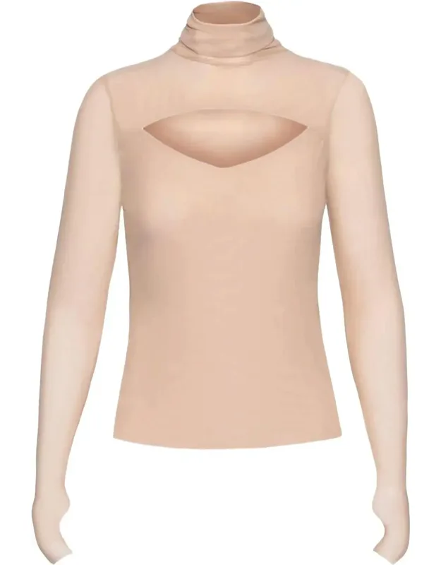 Power Mesh Turtleneck Top