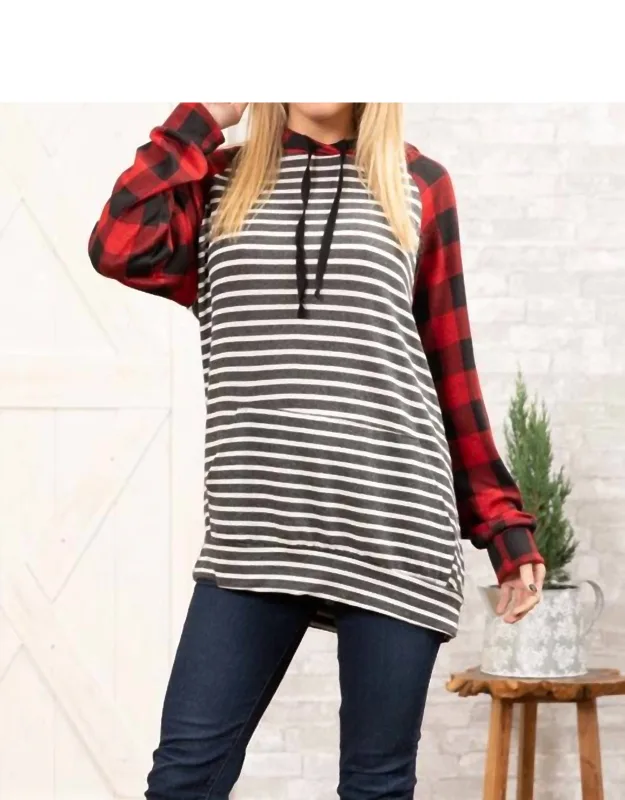 Buffalo Plaid Hoodie Top